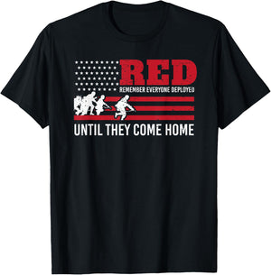 Remember Everyone Deployed RED Army Pride T-Shirt - T-Shirt | Black