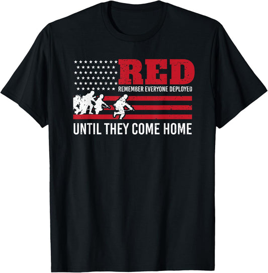Remember Everyone Deployed RED Army Pride T-Shirt - T-Shirt | Black