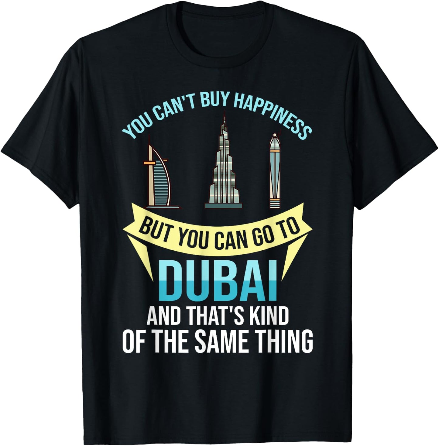 Dubai United Arab Emirates Uae City Skyline Map T-Shirt - T-Shirt | Black