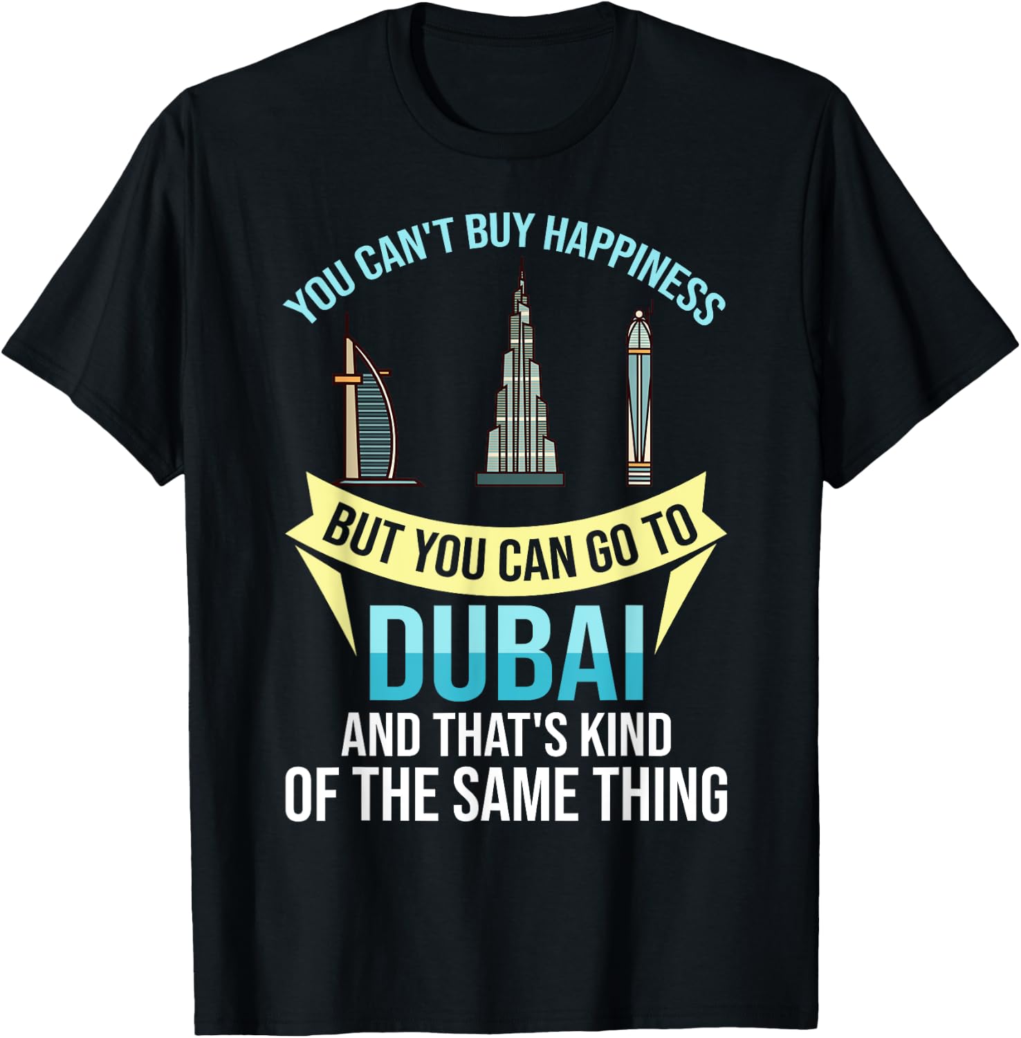 Dubai United Arab Emirates Uae City Skyline Map T-Shirt - T-Shirt | Black