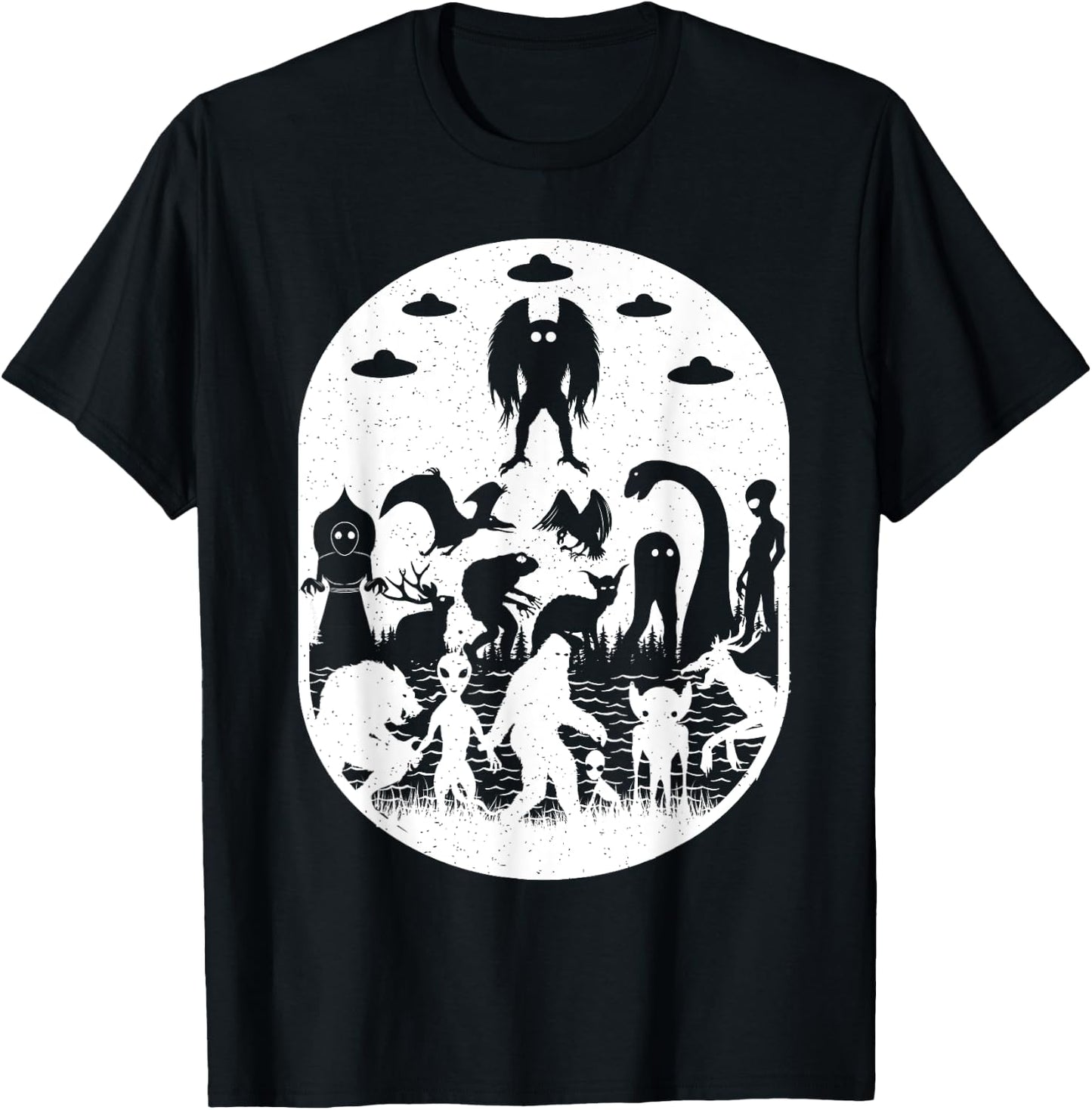 Bigfoot Mothman Dogman Aliens And Other Monsters! Cryptid T-Shirt - T-Shirt | Black