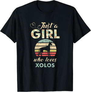 Just A Girl Who Loves Xolos Xoloitzcuintli Dog Lover T-Shirt - T-Shirt | Black