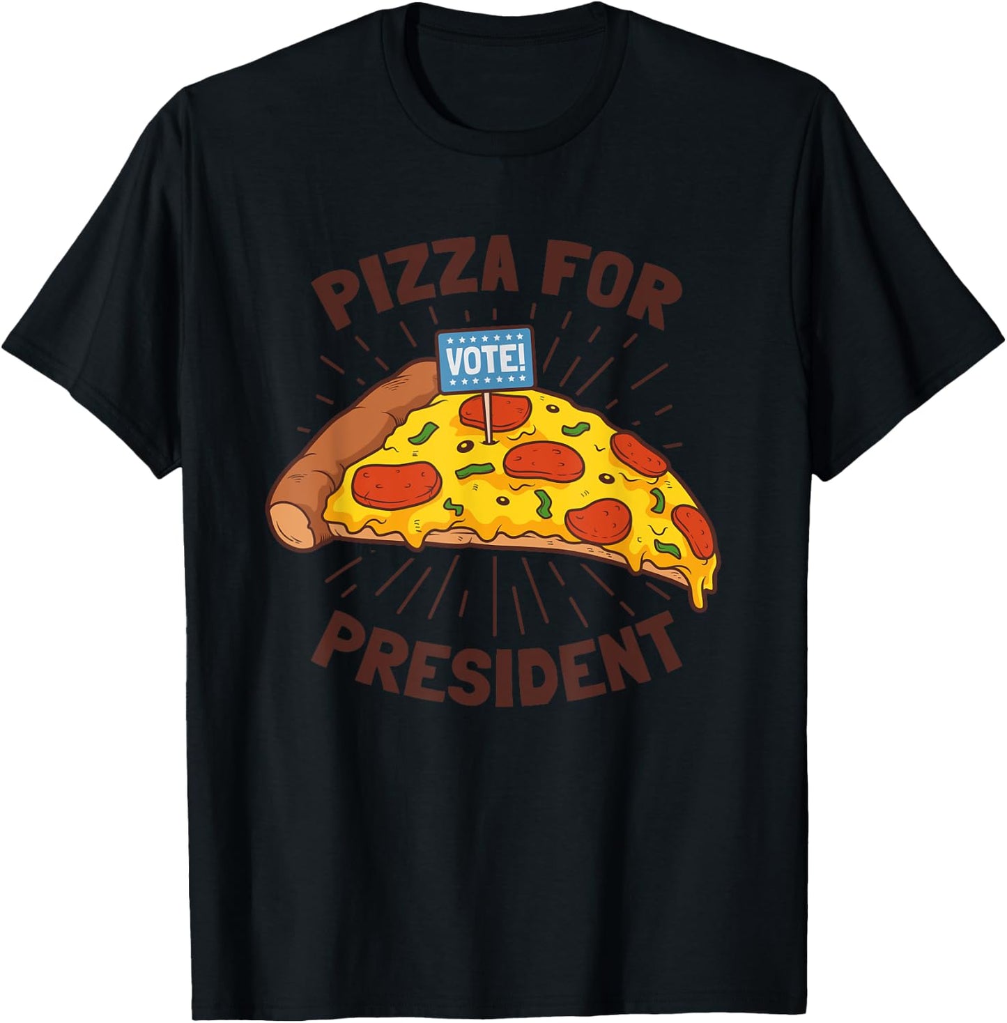 Funny Pizza for President 2024 Presidential Election T-Shirt - T-Shirt | Black