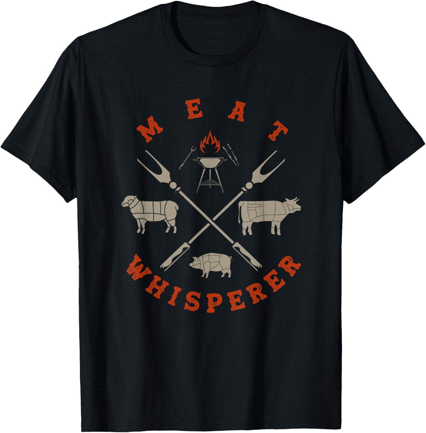 Smoked BBQ Grilling Meat Smoking Meat Whisperer Barbecue T-Shirt - T-Shirt | Black