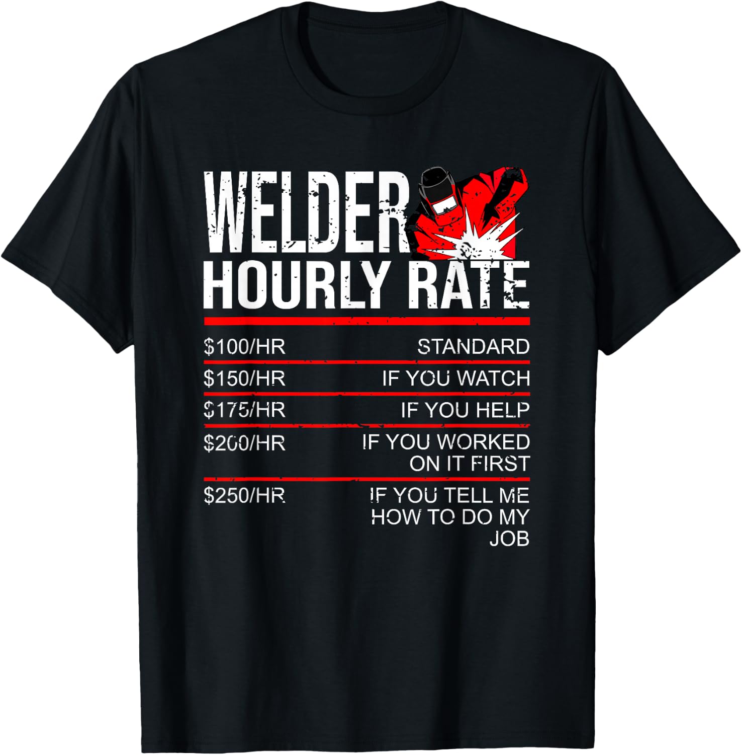 Welder Hourly Rate Funny Welder Small T-Shirt - T-Shirt | Black