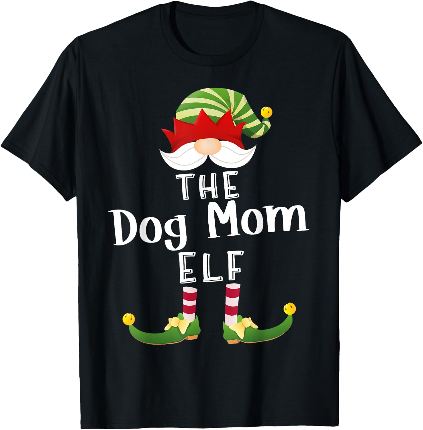 Dog Mom Elf Group Christmas Funny Pajama Party Women T-Shirt - T-Shirt | Black