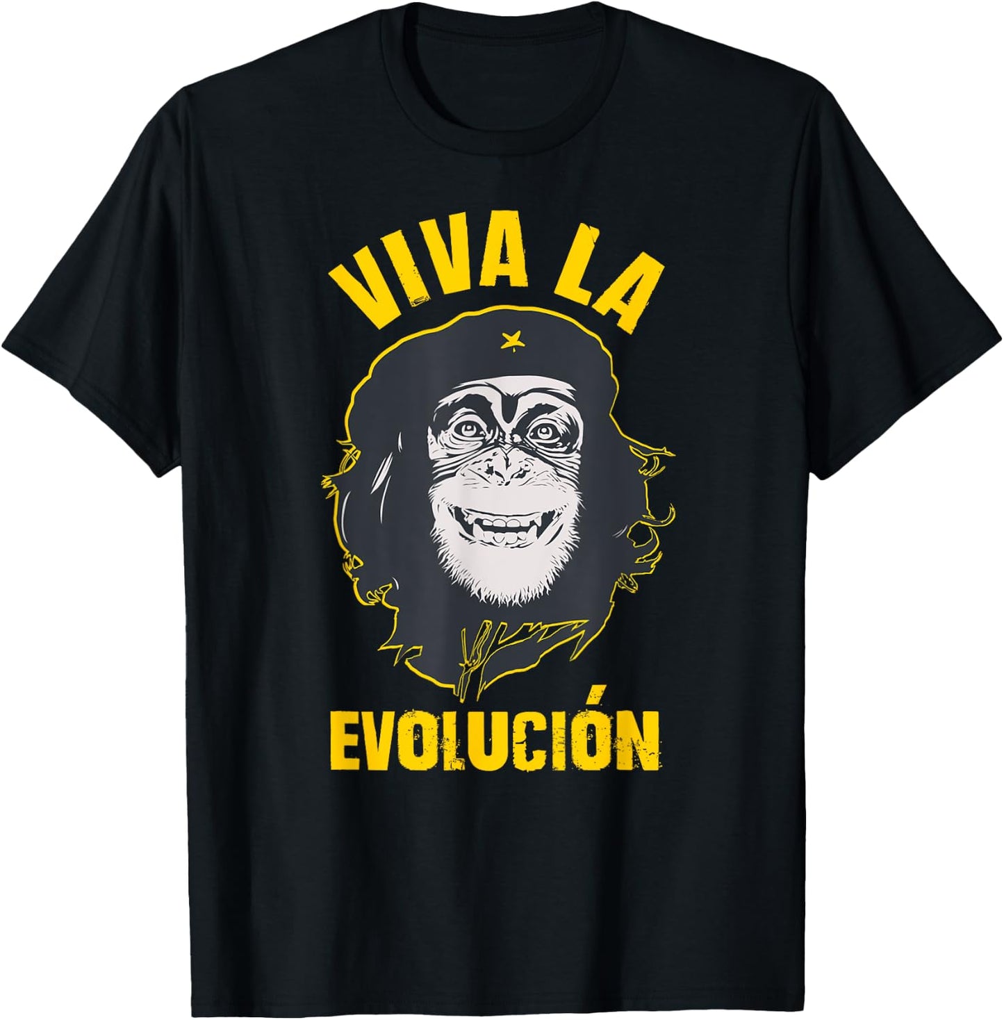 Monkey chimpanzee, Viva la Evolution, Revolution FUN gift T-Shirt - T-Shirt | Black