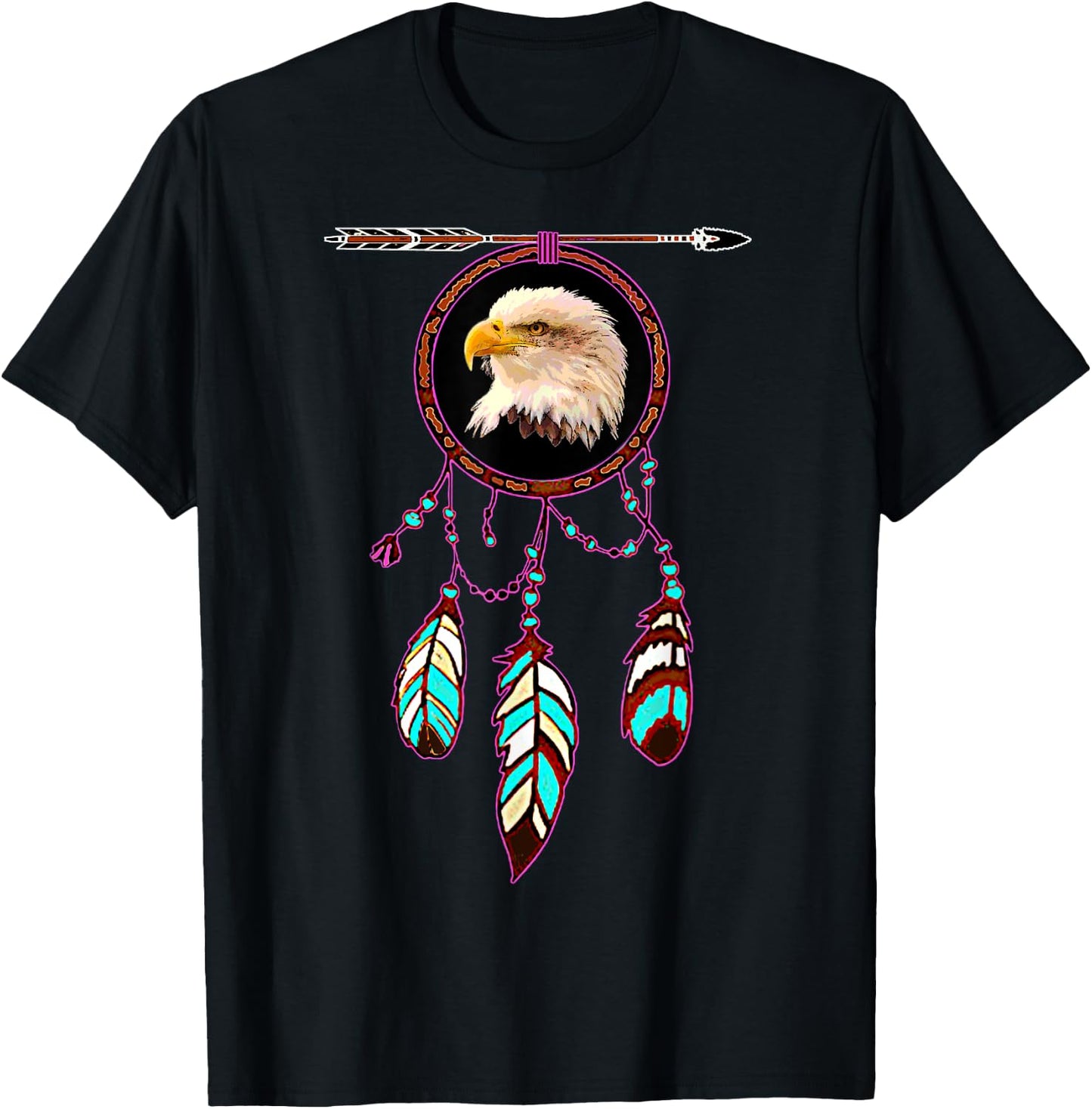 Native American Tribal Dream Catcher Eagle Spirit Animal T-Shirt - T-Shirt | Black