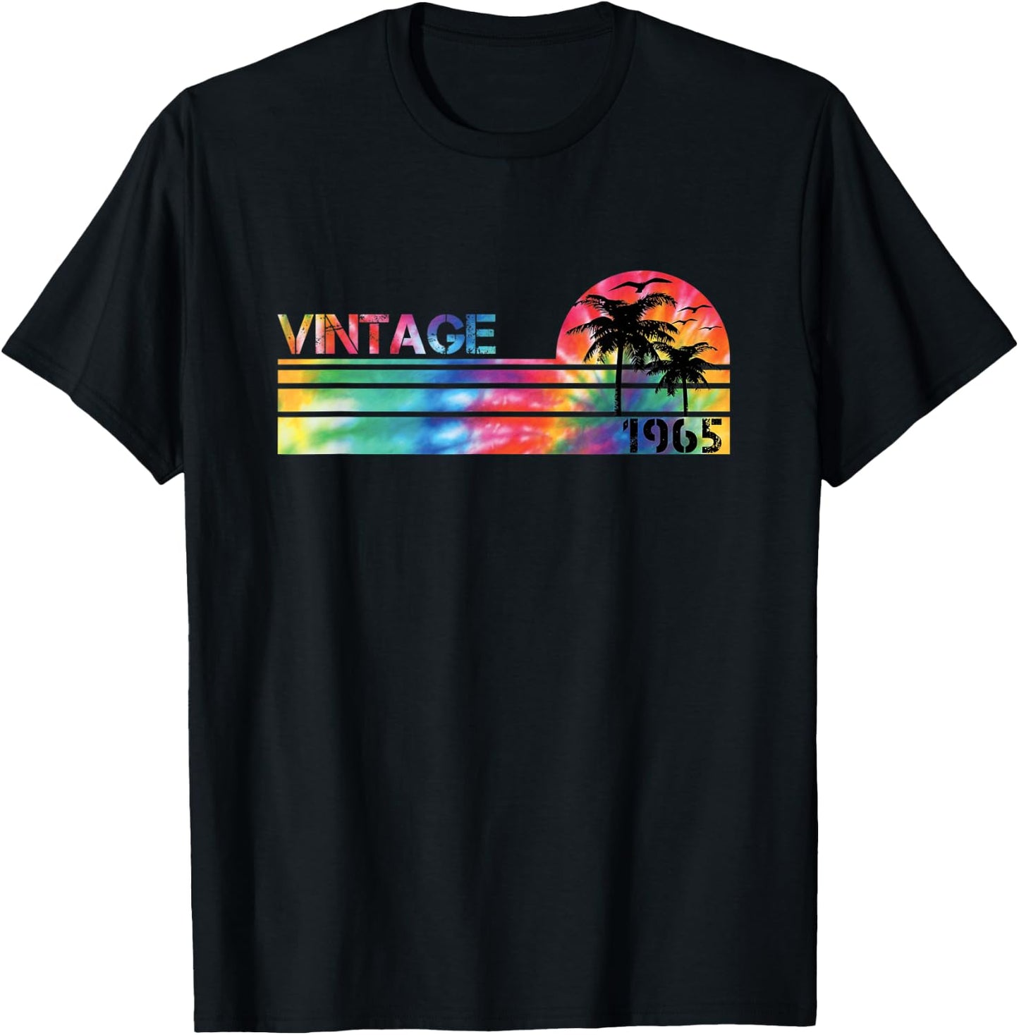 Vintage 1965 Tie Dye Vintage Birthday People Born in 1965 T-Shirt - T-Shirt | Black