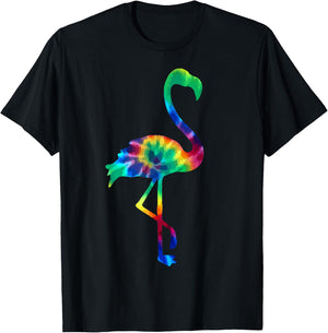 Flamingo Tie Dye Vintage Hippie Flamingo Lover Small T-Shirt - T-Shirt | Black