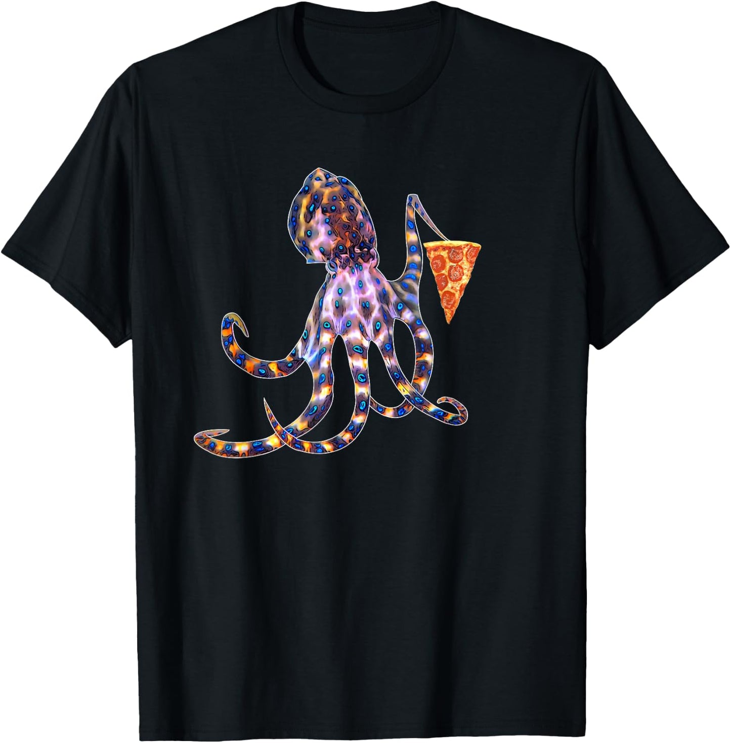 Blue ringed octopus and pizza lovers T-Shirt - T-Shirt | Black