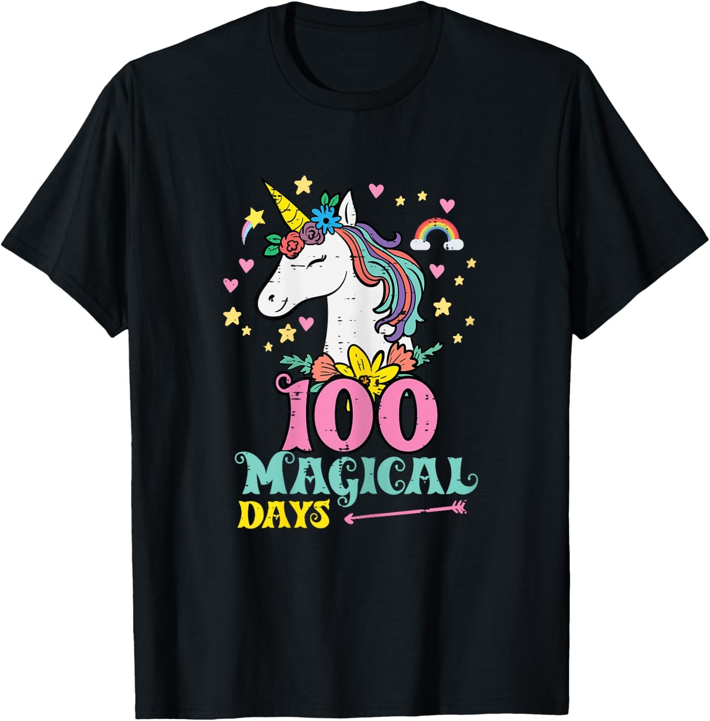 100 Days Unicorn 100th Day School Teacher Women Girls Kids T-Shirt - T-Shirt | Black
