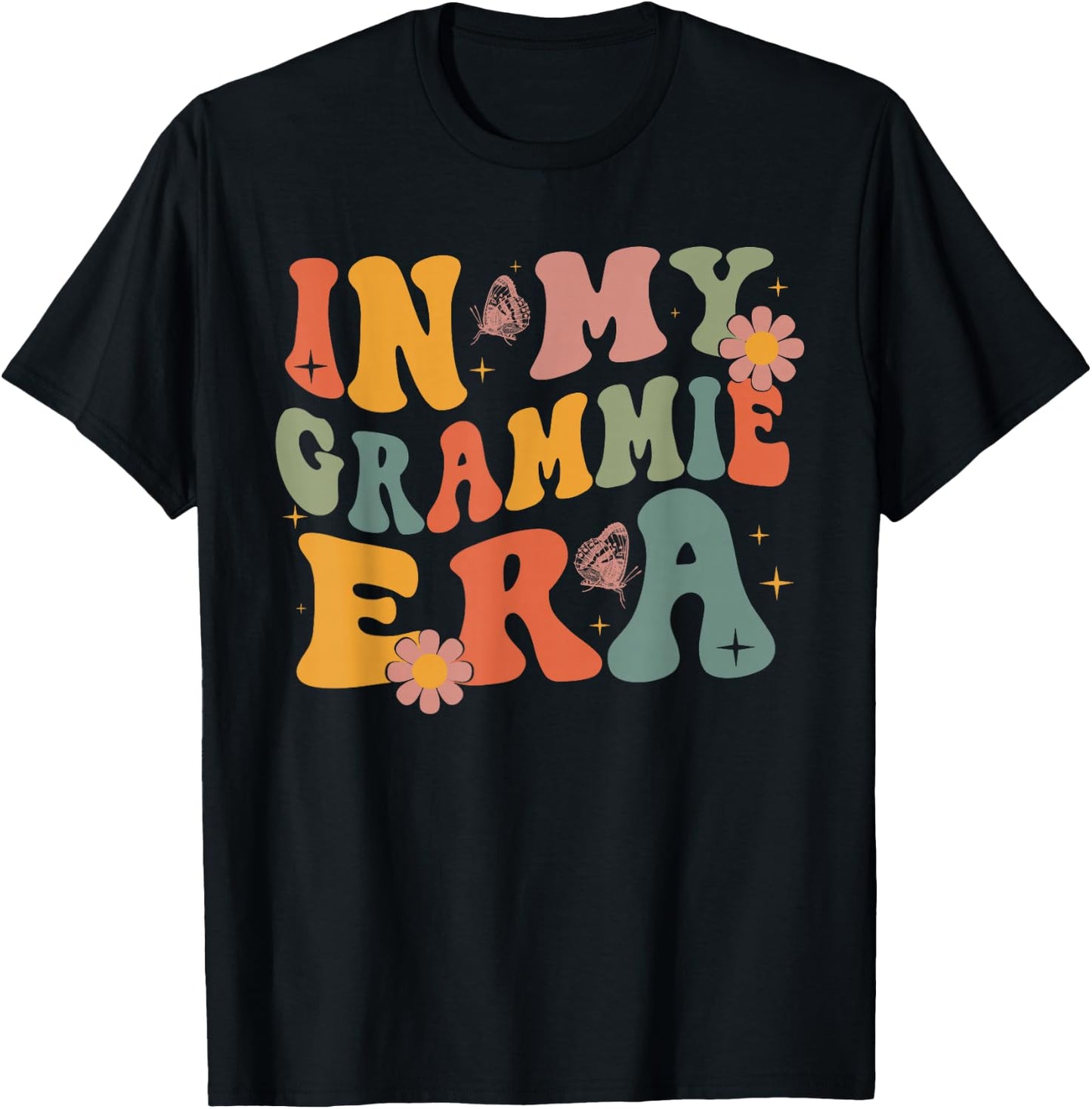 In My Grammie Era Christmas Flower Butterfly Xmas Holida T-Shirt - T-Shirt | Black