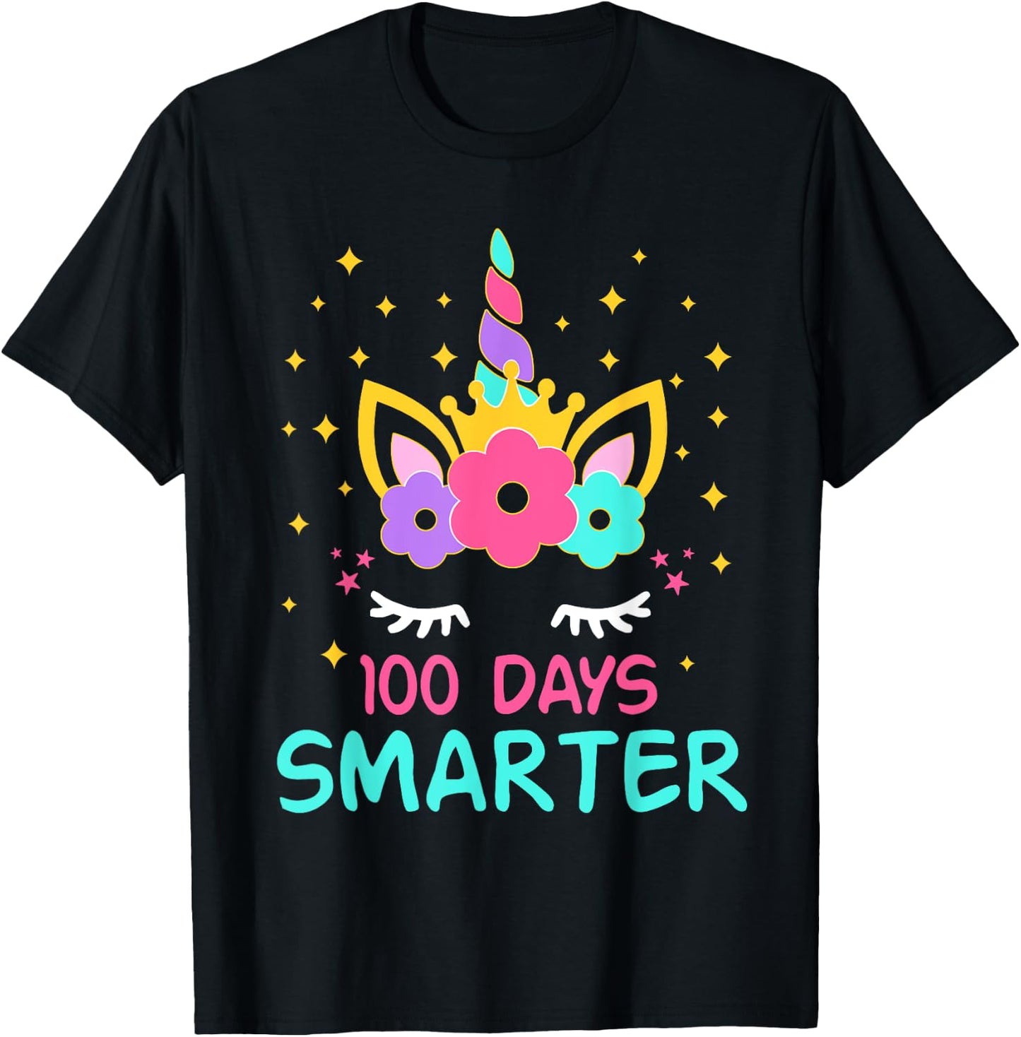 100 days of school Cute Unicorn 100th Day Of School Girls T-Shirt - T-Shirt | Black