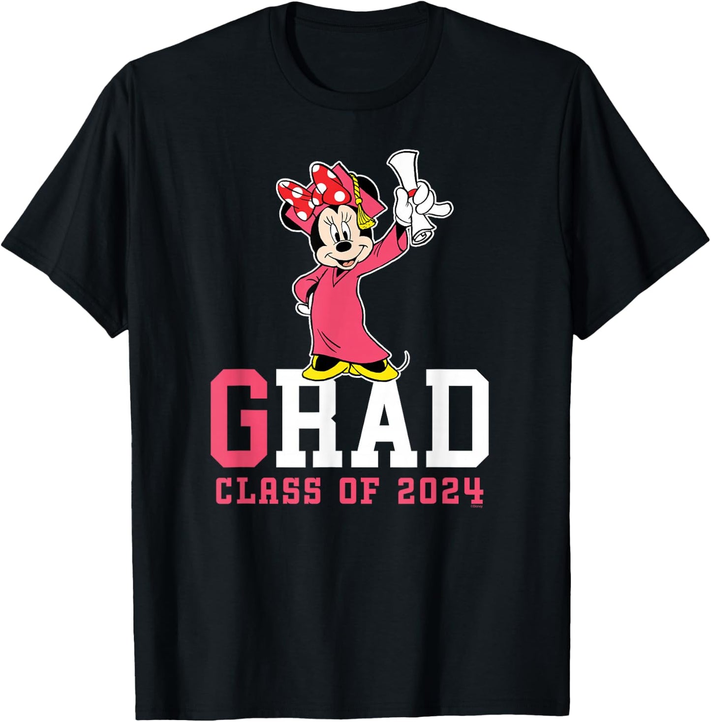 Disney Minnie Mouse 2024 Graduation Class of '24 Wheel Grad T-Shirt - T-Shirt | Black