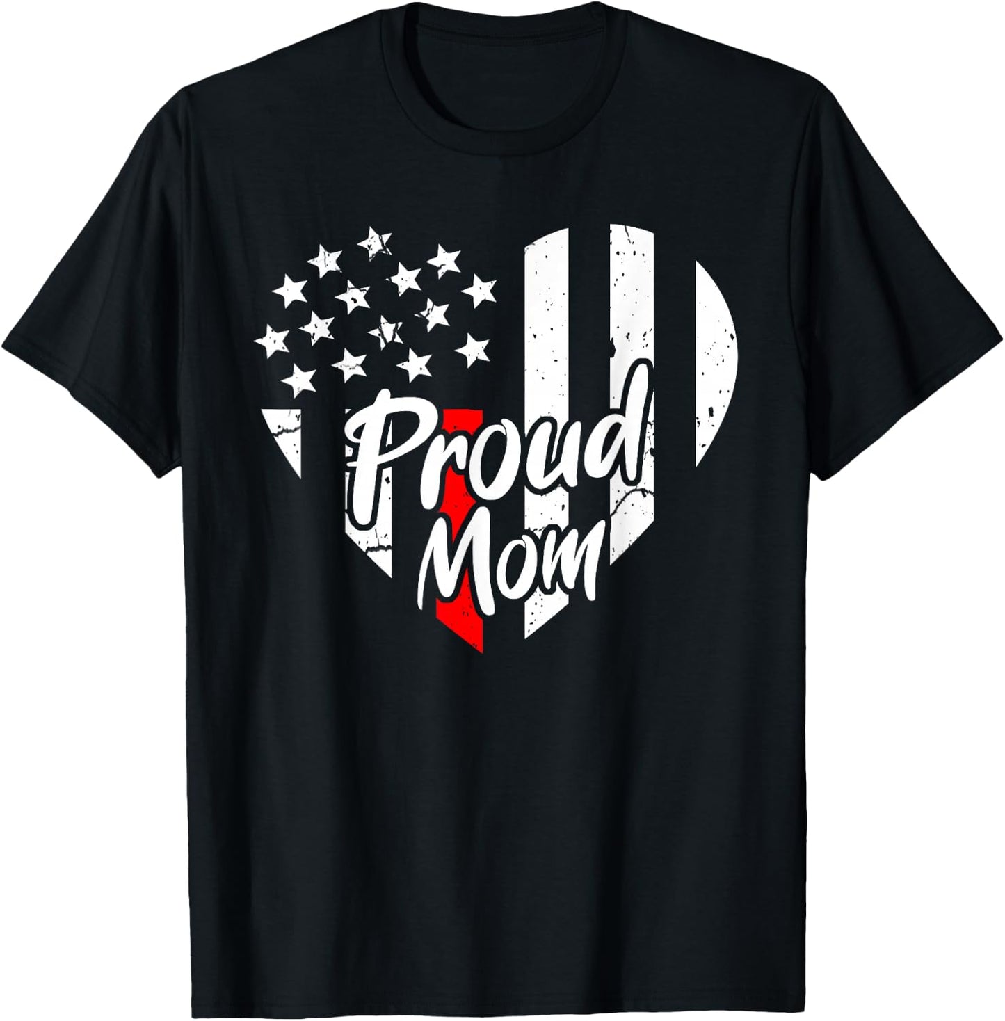 Proud Mom Of A Firefighter Mother Us Thin Red Line Shirt T-Shirt - T-Shirt | Black