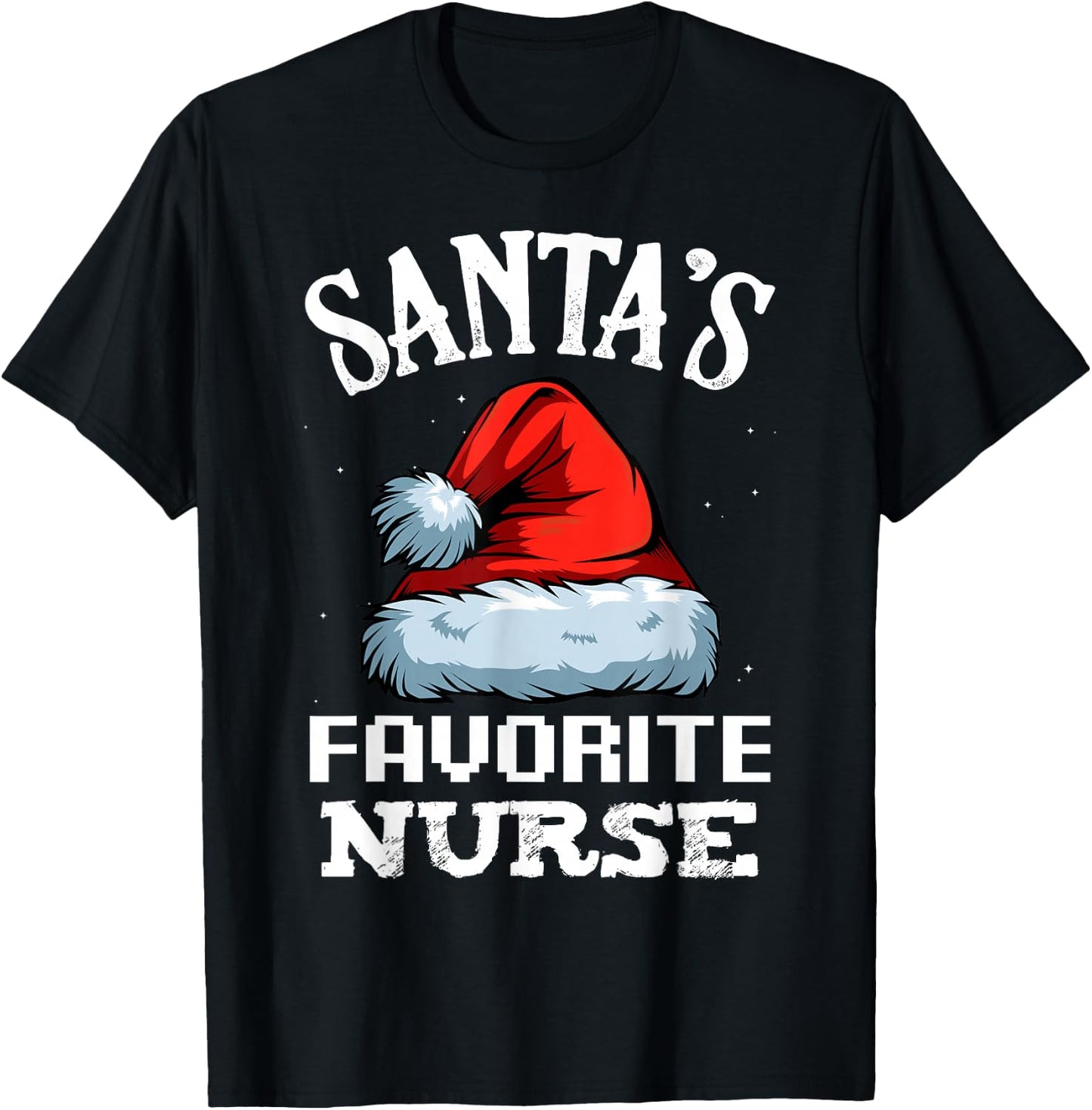 Santa's Favorite Nurse Funny Christmas Gift For Nursing T-Shirt - T-Shirt | Black
