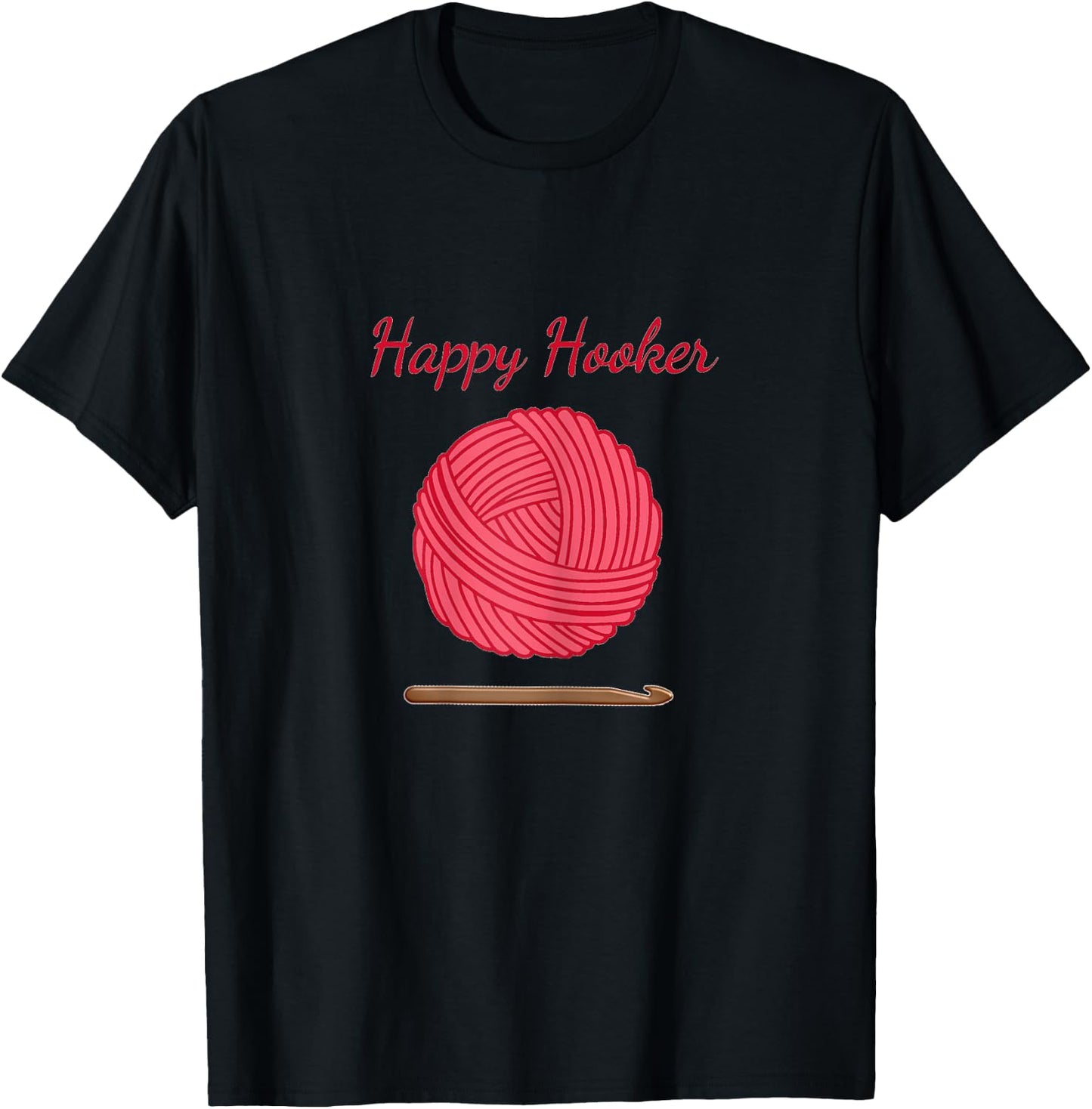 Happy Hooker Crochet Gift T-Shirt - T-Shirt | Black