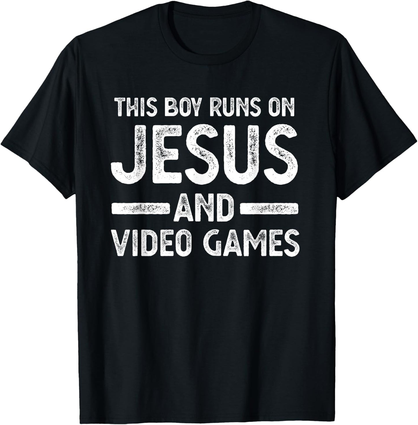 This boy runs on jesus and video games T-Shirt - T-Shirt | Black