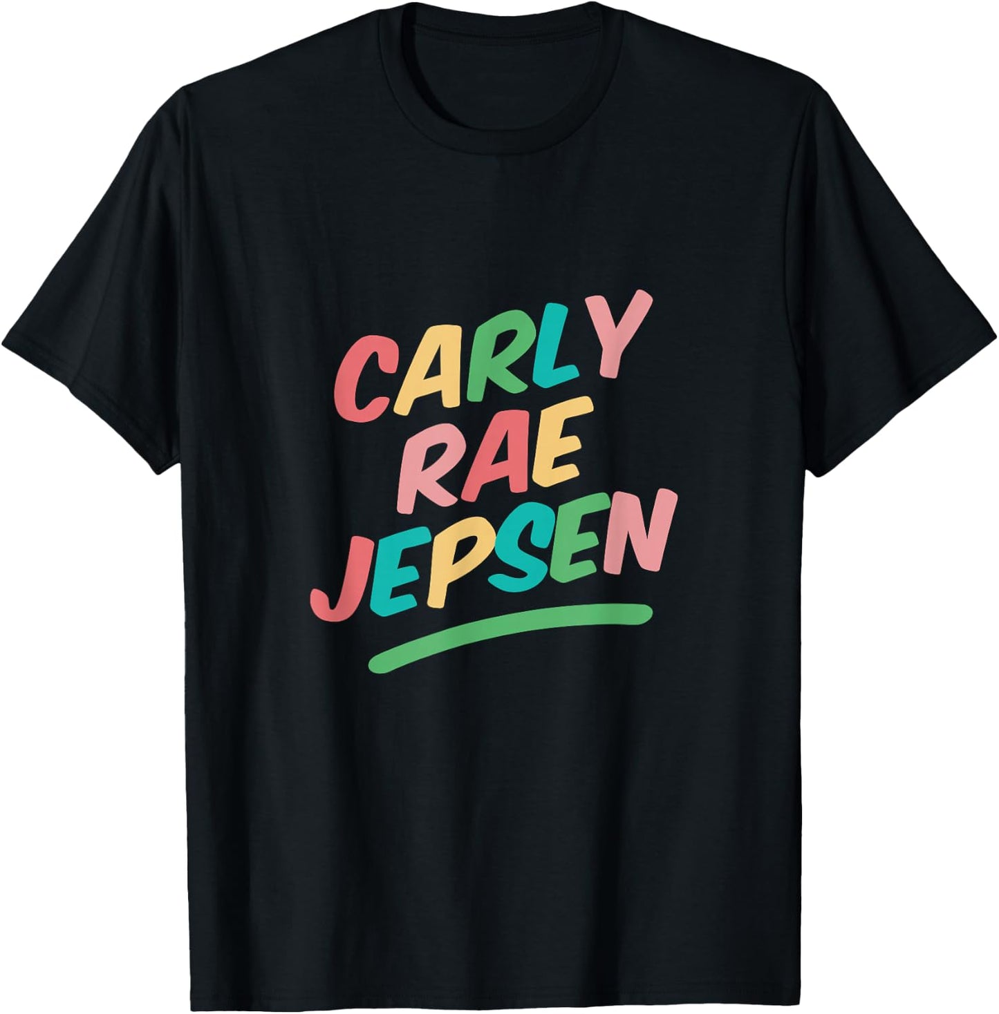 Carly Rae Jepsen Rainbow Logo , -Adults, Black, Small, Short Sleeve T-Shirt - T-Shirt | Black