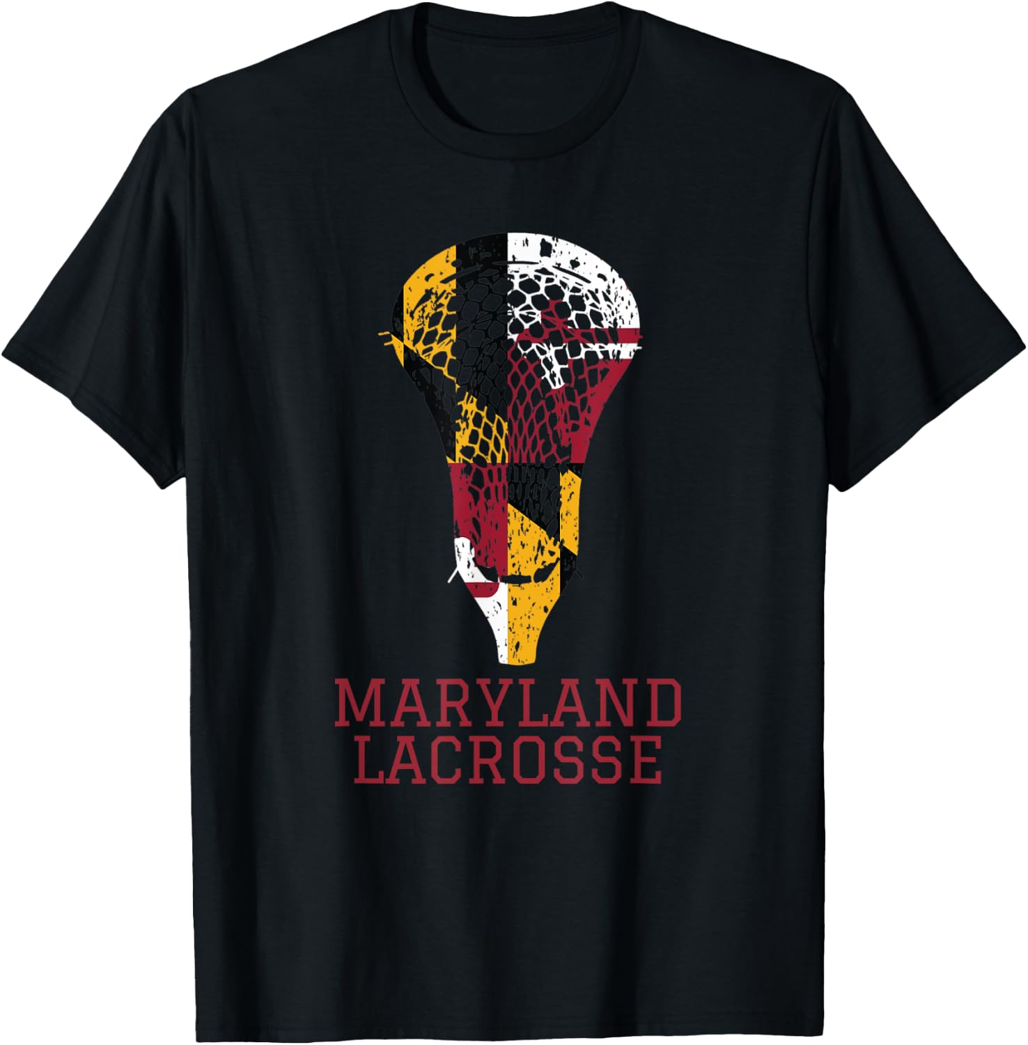 State of Maryland Flag Lacrosse Team Player Lax Coach Gift T-Shirt - T-Shirt | Black