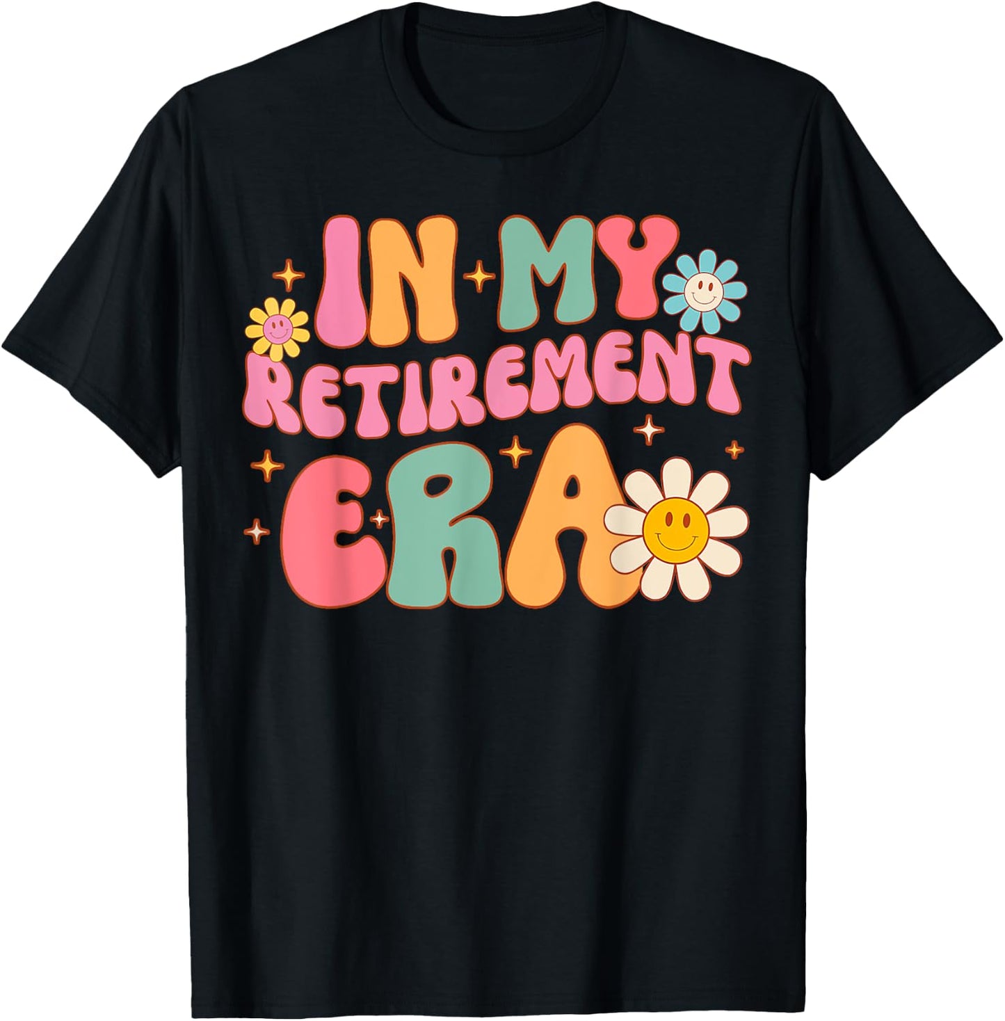 Groovy Retro In My Retirement Era Funny Teacher Retired 2024 T-Shirt - T-Shirt | Black