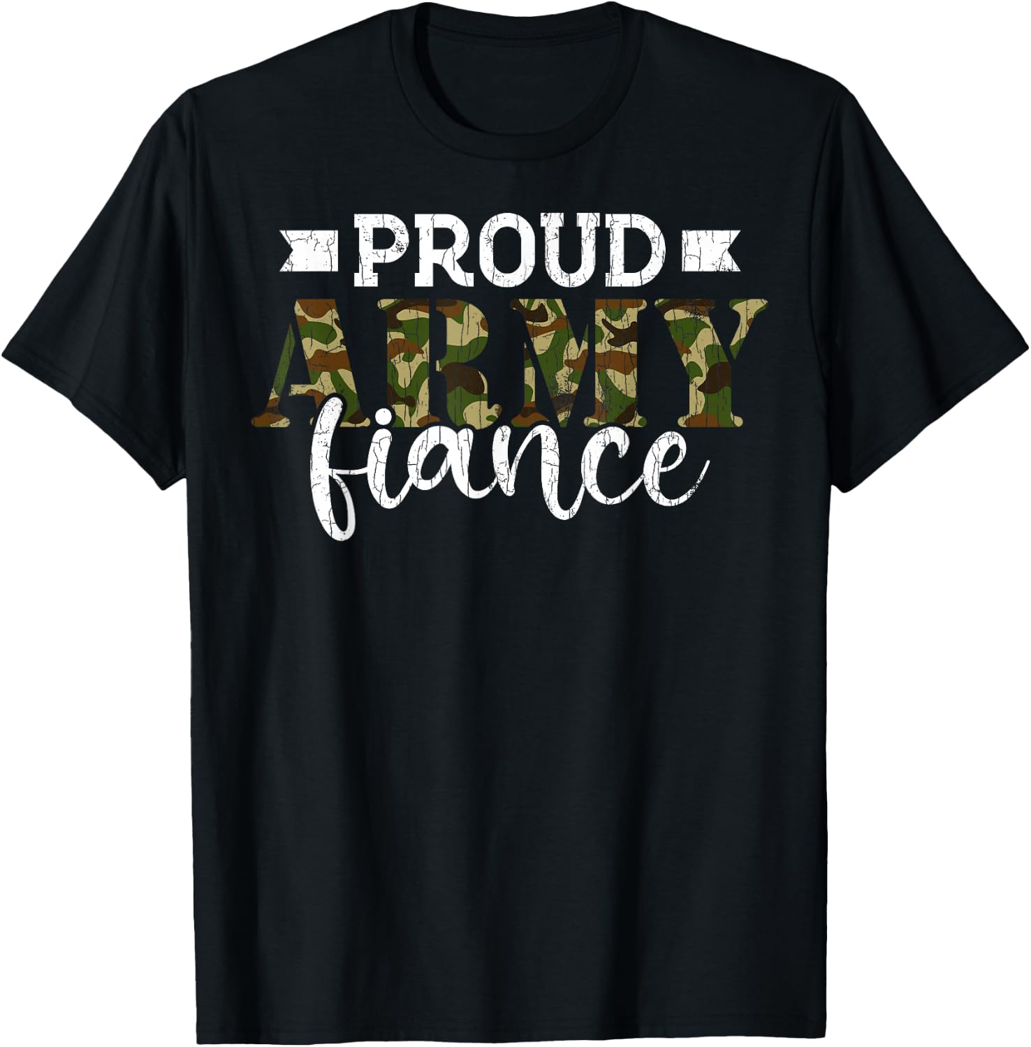 Fiancee Funny Proud Army Fiance Graphic T-Shirt - T-Shirt | Black