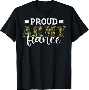 Fiancee Funny Proud Army Fiance Graphic T-Shirt - T-Shirt | Black