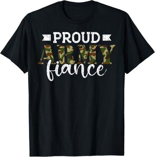 Fiancee Funny Proud Army Fiance Graphic T-Shirt - T-Shirt | Black