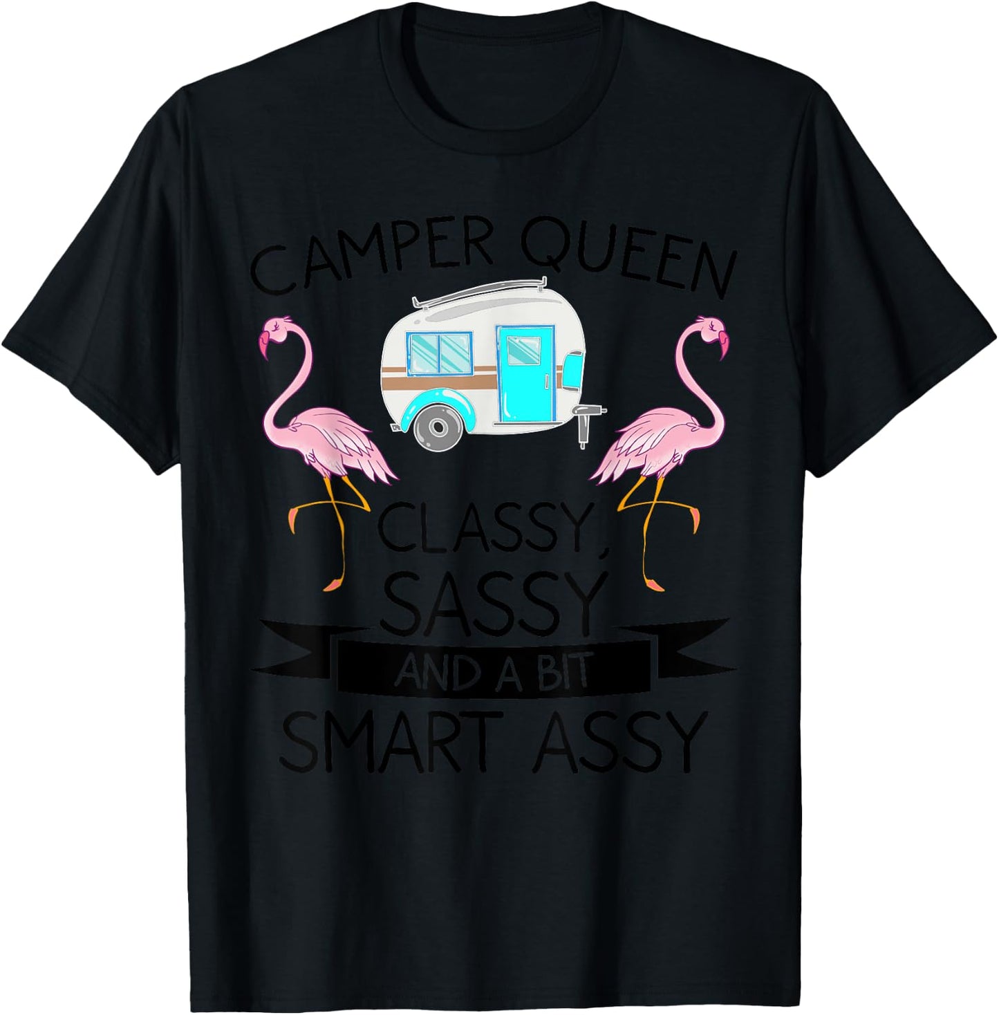 Funny Camper Queen Sassy Gift RV Camping Lovers T-Shirt - T-Shirt | Black