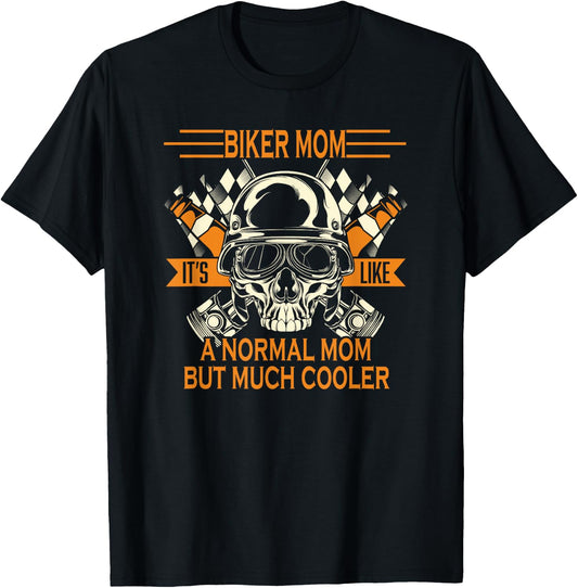 Retro Biker Mom Motorcycle Mother's Day Gift Mums T-Shirt - T-Shirt | Black