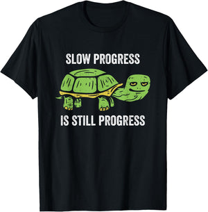 Slow Progress Is Still Progress Turtle Lover Fitness Workout T-Shirt - T-Shirt | Black