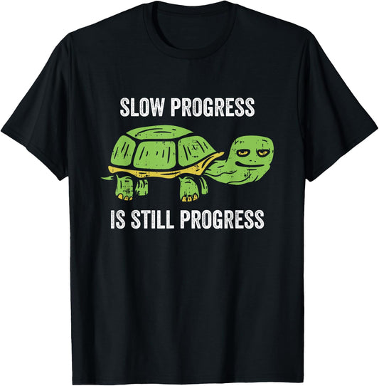 Slow Progress Is Still Progress Turtle Lover Fitness Workout T-Shirt - T-Shirt | Black