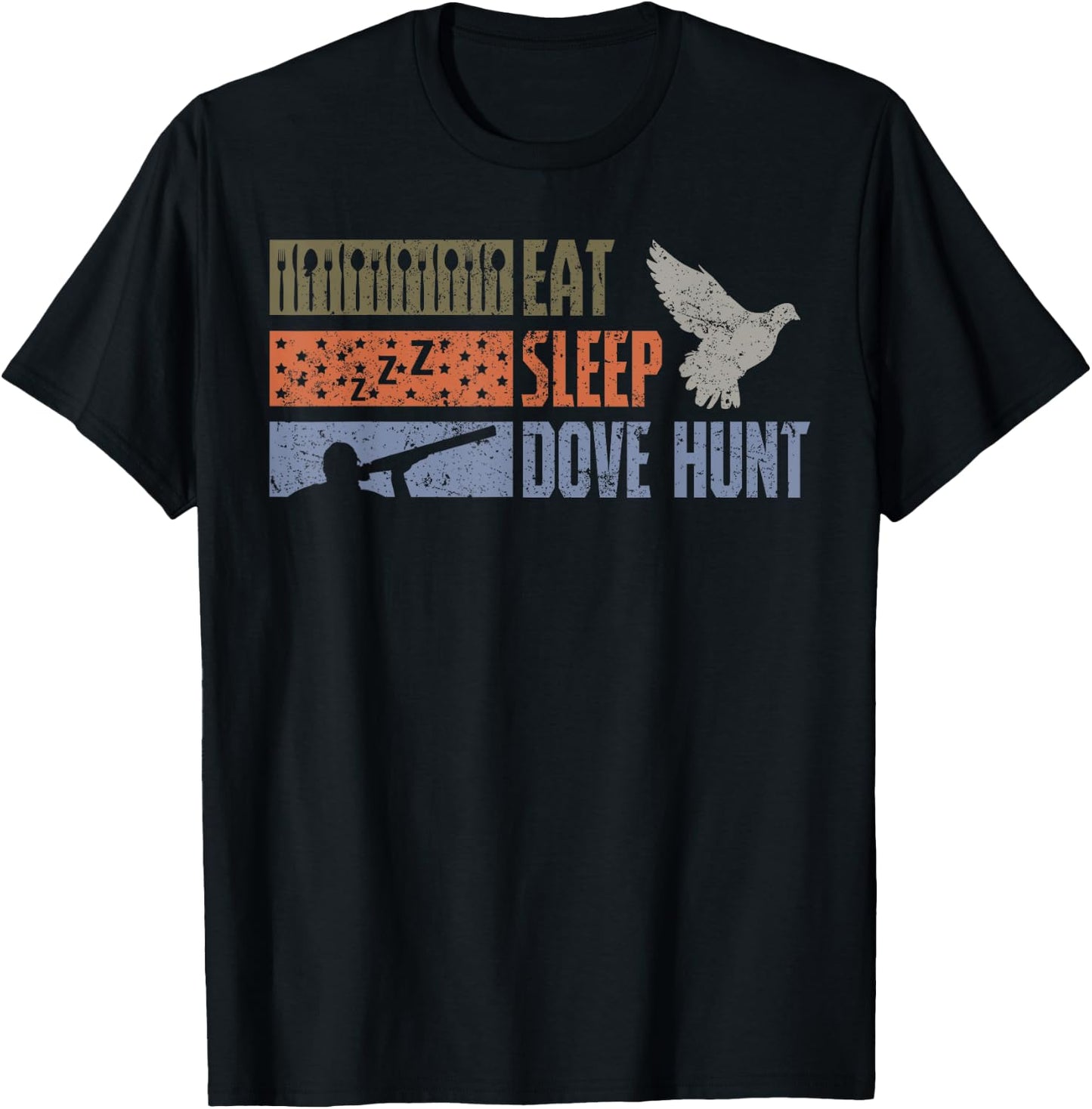 Dove Hunting Flying Bird Wing Shooting Wingshooters Hunter T-Shirt - T-Shirt | Black