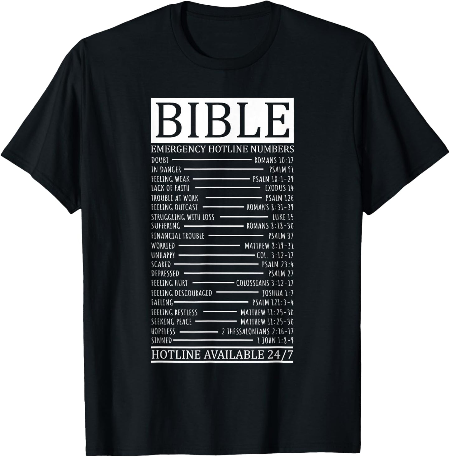 Bible Emergency Hotline Numbers | Christian T-Shirt - T-Shirt | Black