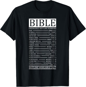 Bible Emergency Hotline Numbers | Christian T-Shirt - T-Shirt | Black