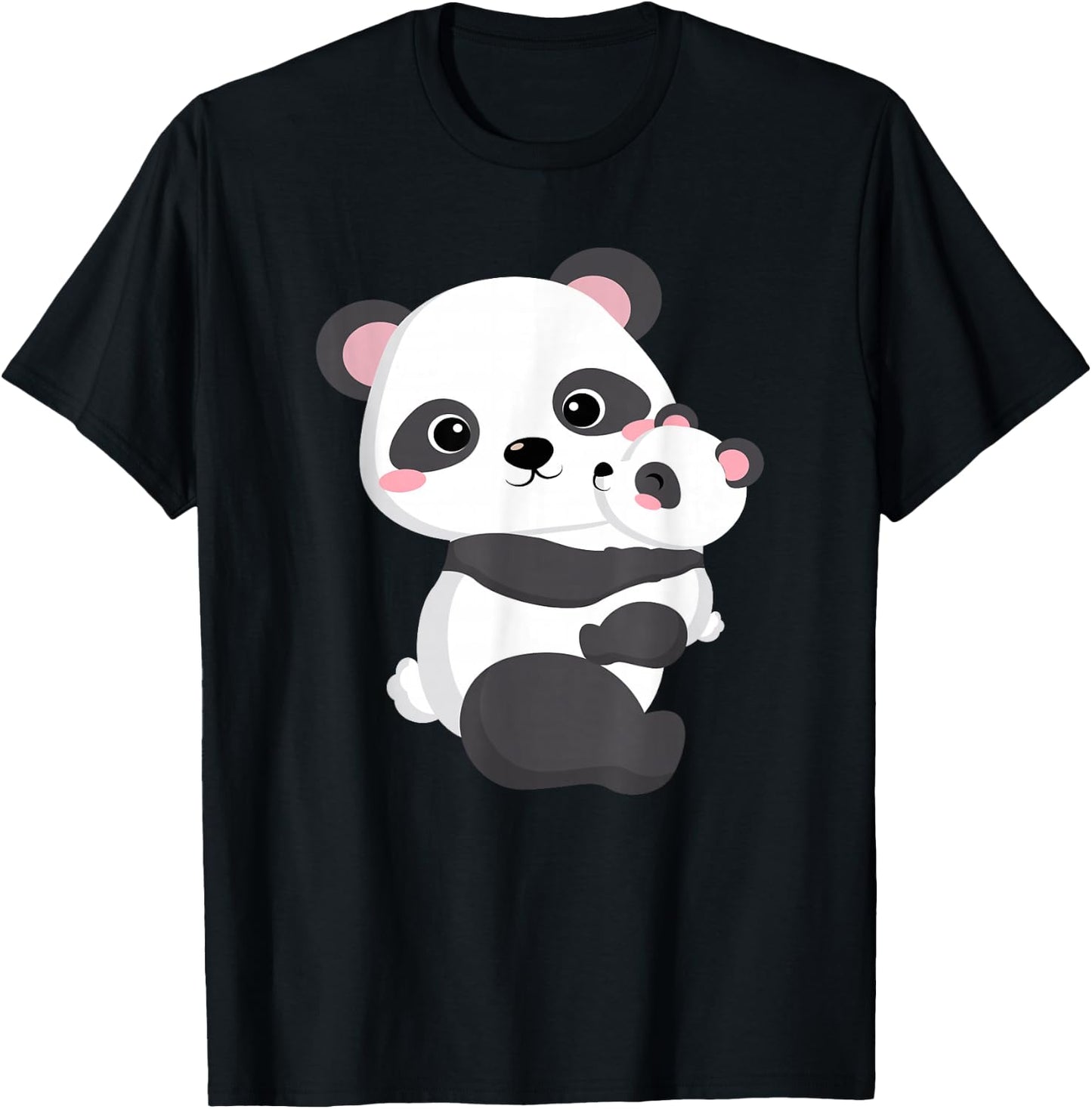 Mommy Panda with Baby, Mum Panda with Baby, Baby Shower T-Shirt - T-Shirt | Black