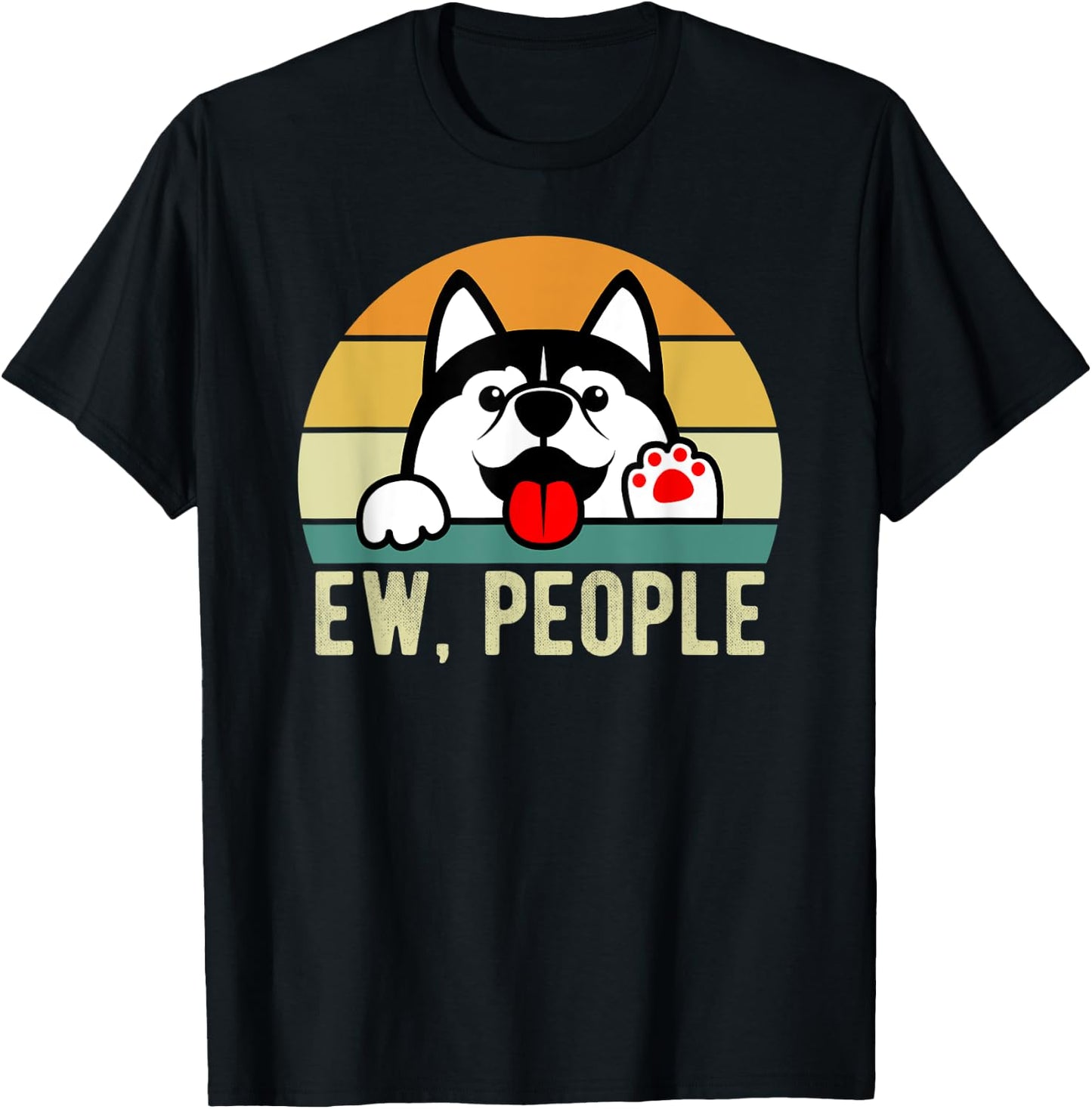 Ew People Dog Retro Vintage Anti Social Introvert Women Kids T-Shirt - T-Shirt | Black