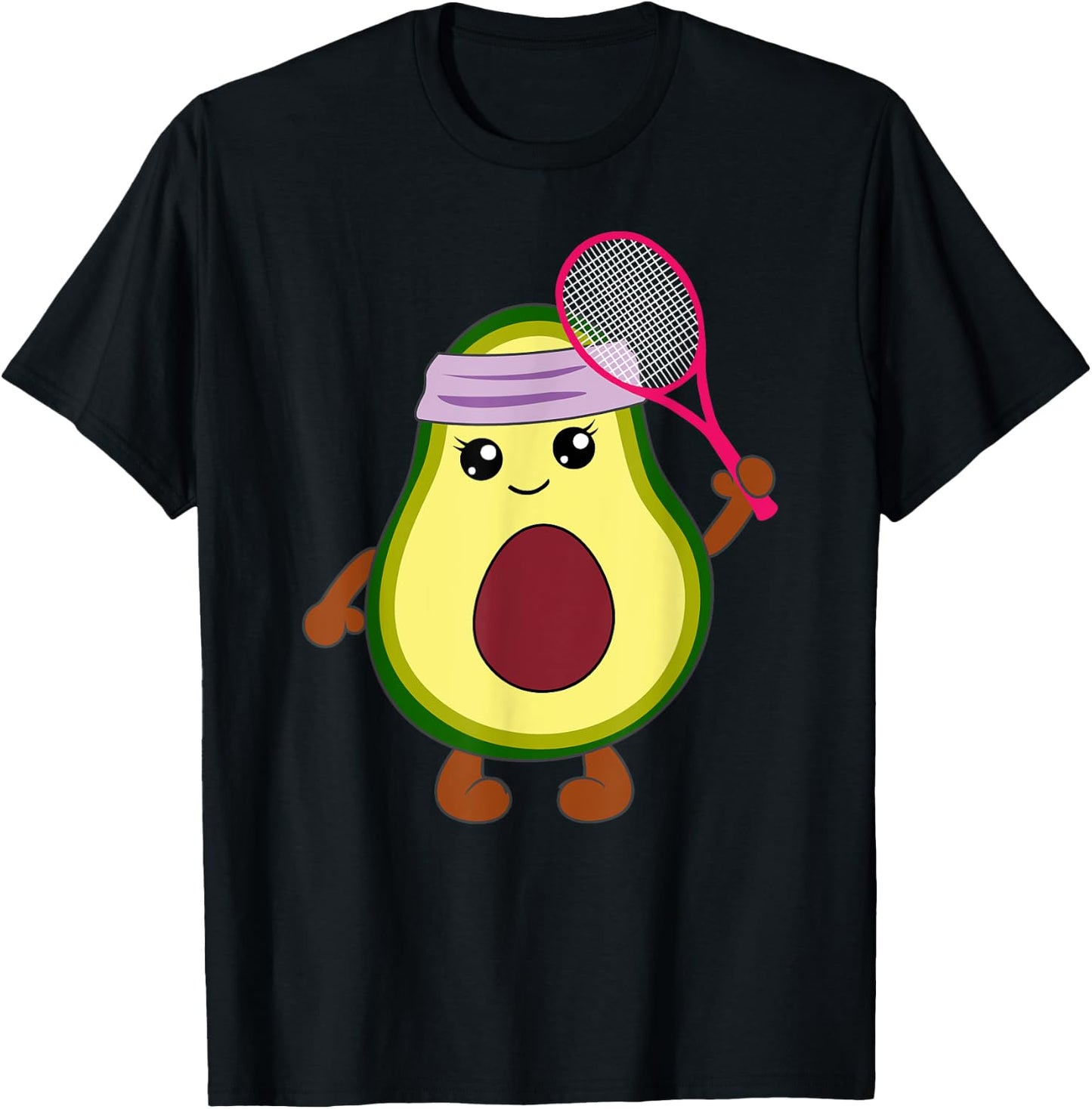 Funny Avocado Tennis Player Tennis Gift Vegetarian T-Shirt - T-Shirt | Black