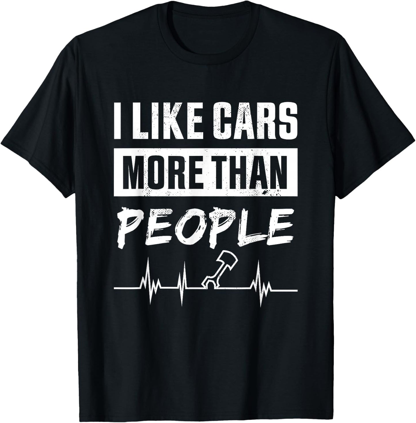 I like Cars more than People Funny Tuner Gift T-Shirt - T-Shirt | Black
