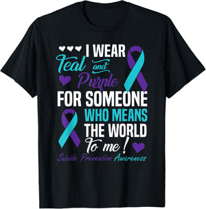 I Wear Teal and Purple For Someone Who Means World To Me T-Shirt - T-Shirt | Black