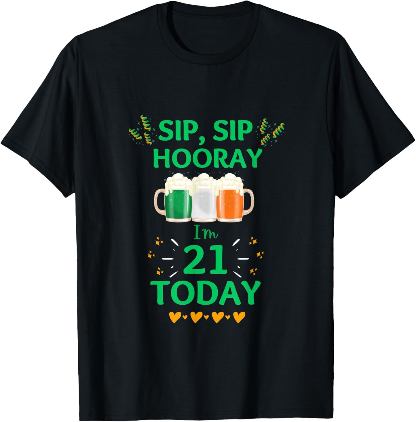 March 17th St. Patrick's Day 21st Birthday I'm 21 Irish Flag T-Shirt - T-Shirt | Black