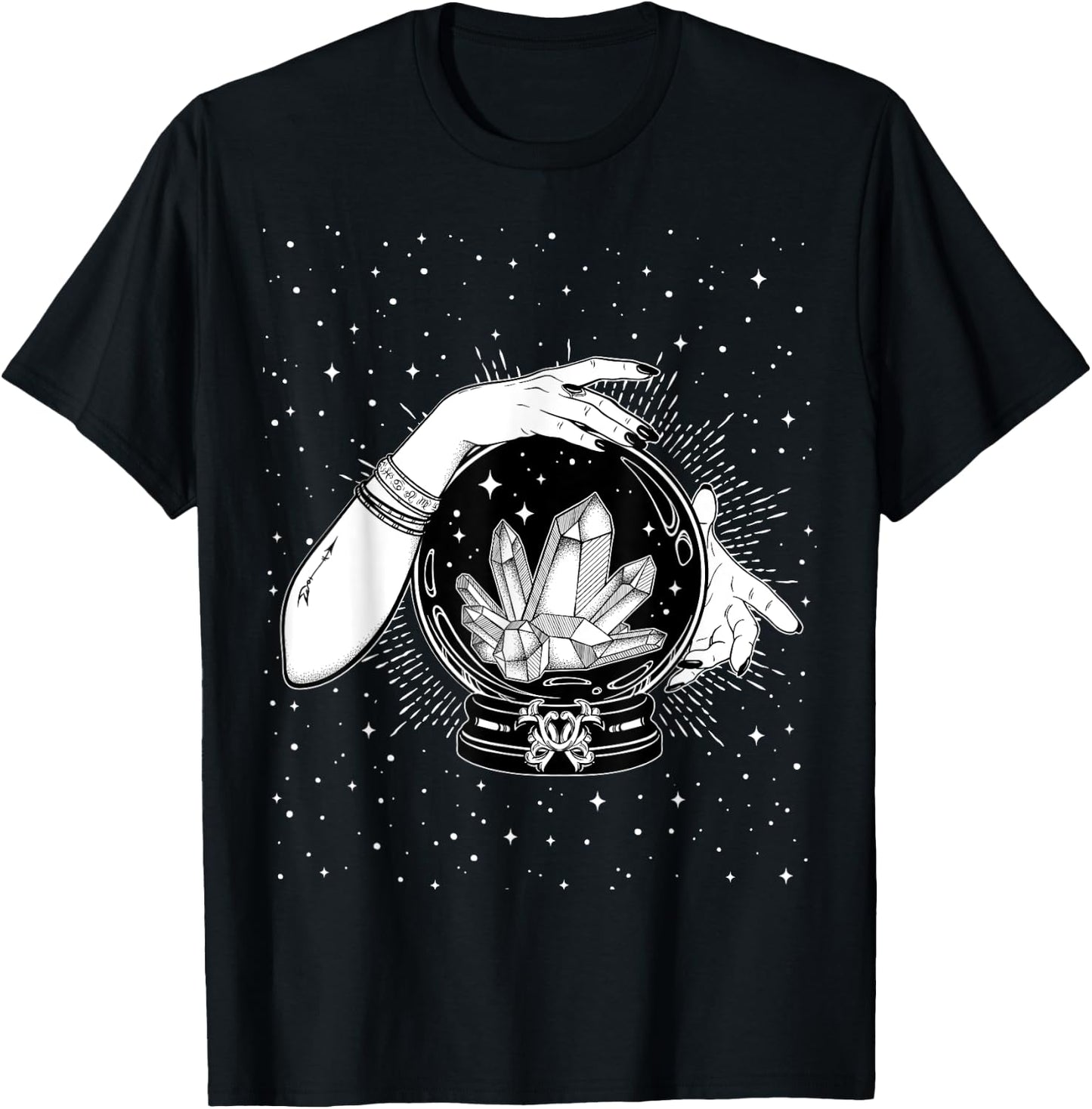 Vintage Witchy Mystic Crystal Ball Fortune Teller Crystals T-Shirt - T-Shirt | Black