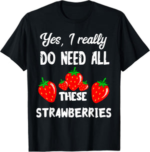 Sweet Strawberry Summer Fruits Delicious Strawberries Fruit T-Shirt - T-Shirt | Black