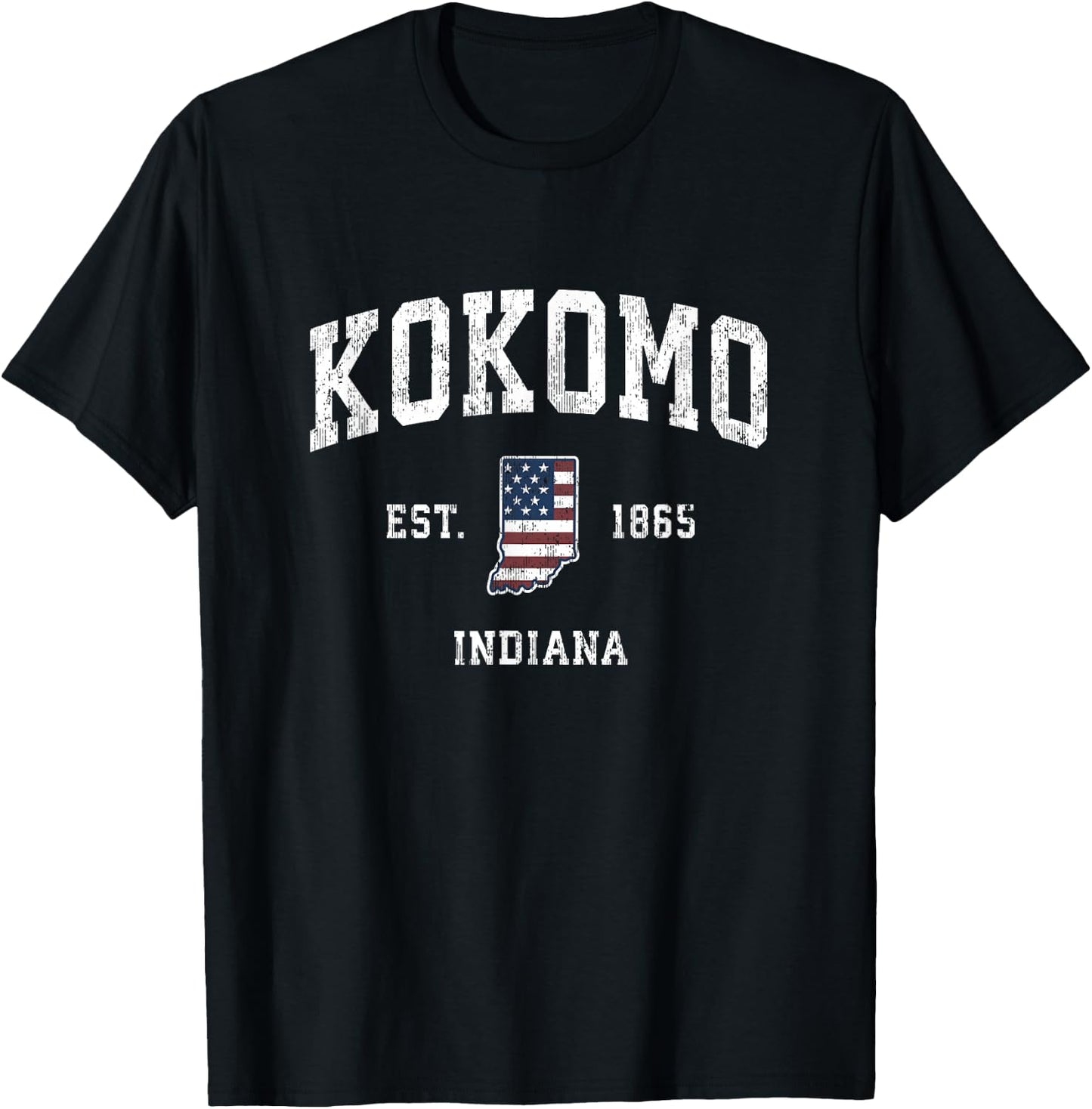 Kokomo Indiana IN Vintage American Flag Sports Design T-Shirt - T-Shirt | Black