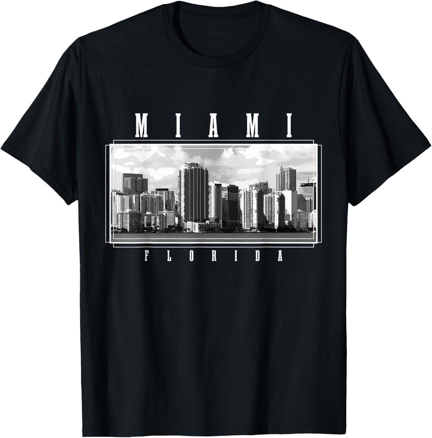 Miami Skyline Florida Pride Vintage Miami T-Shirt - T-Shirt | Black