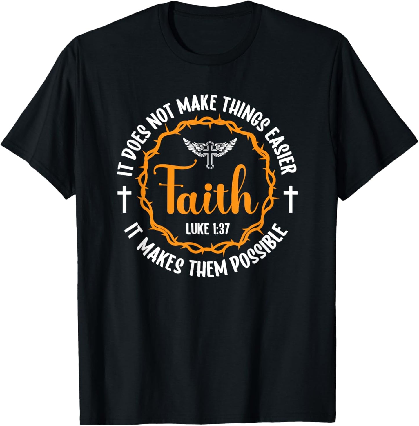Faith Luke 1:37 Religion Christ Bible T-Shirt - T-Shirt | Black