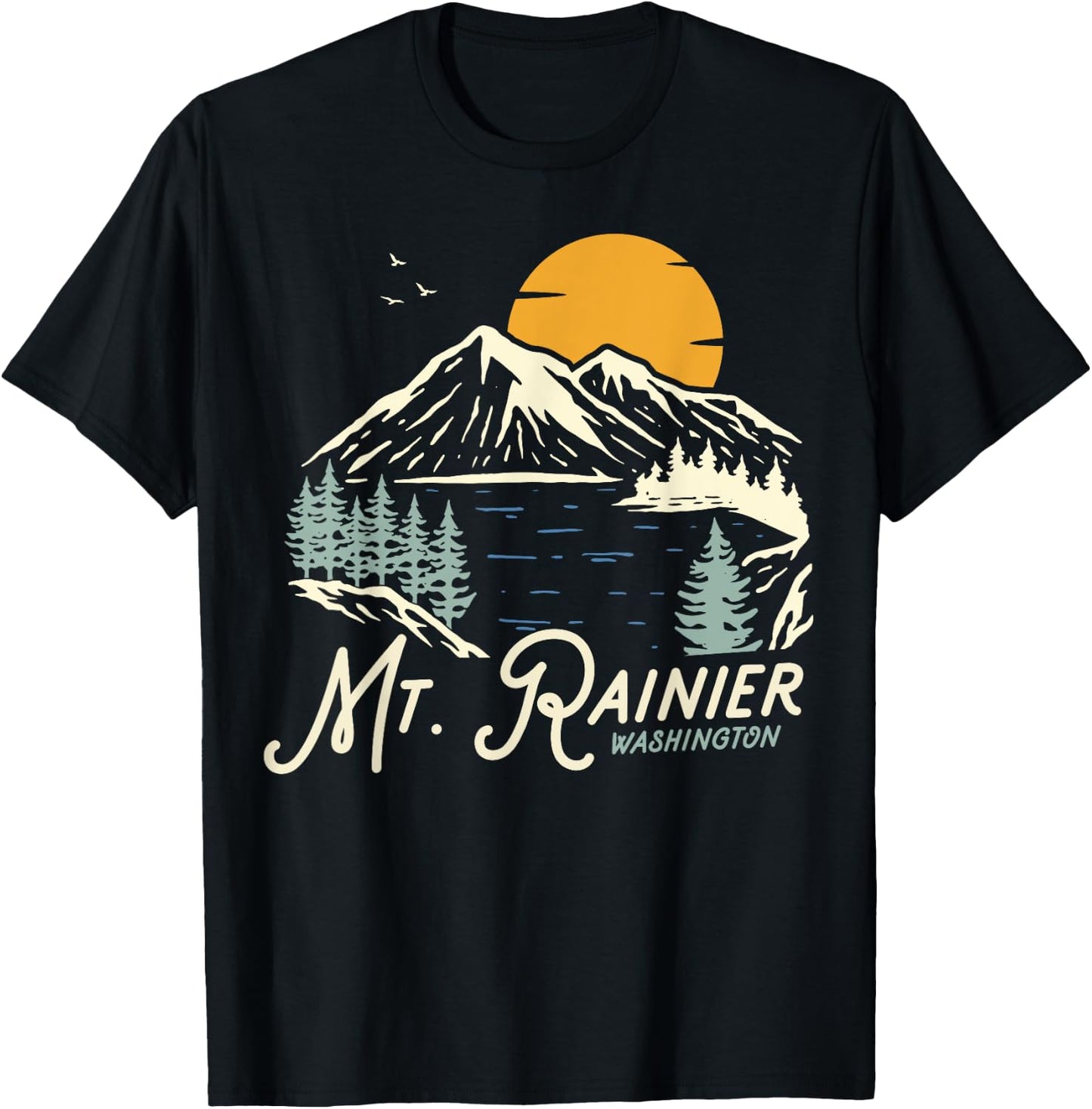 Mt Rainier Washington, Outdoors, WA Vacation T-Shirt - T-Shirt | Black