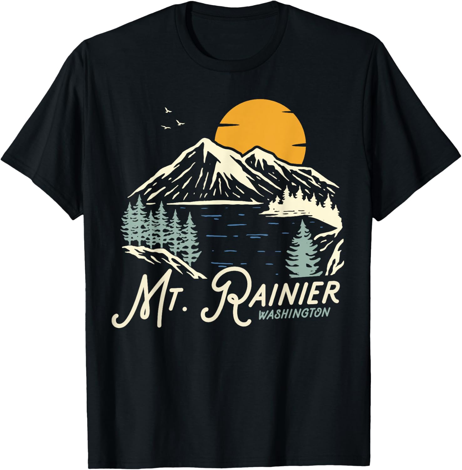 Mt Rainier Washington, Outdoors, WA Vacation T-Shirt - T-Shirt | Black