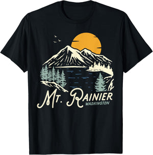 Mt Rainier Washington, Outdoors, WA Vacation T-Shirt - T-Shirt | Black